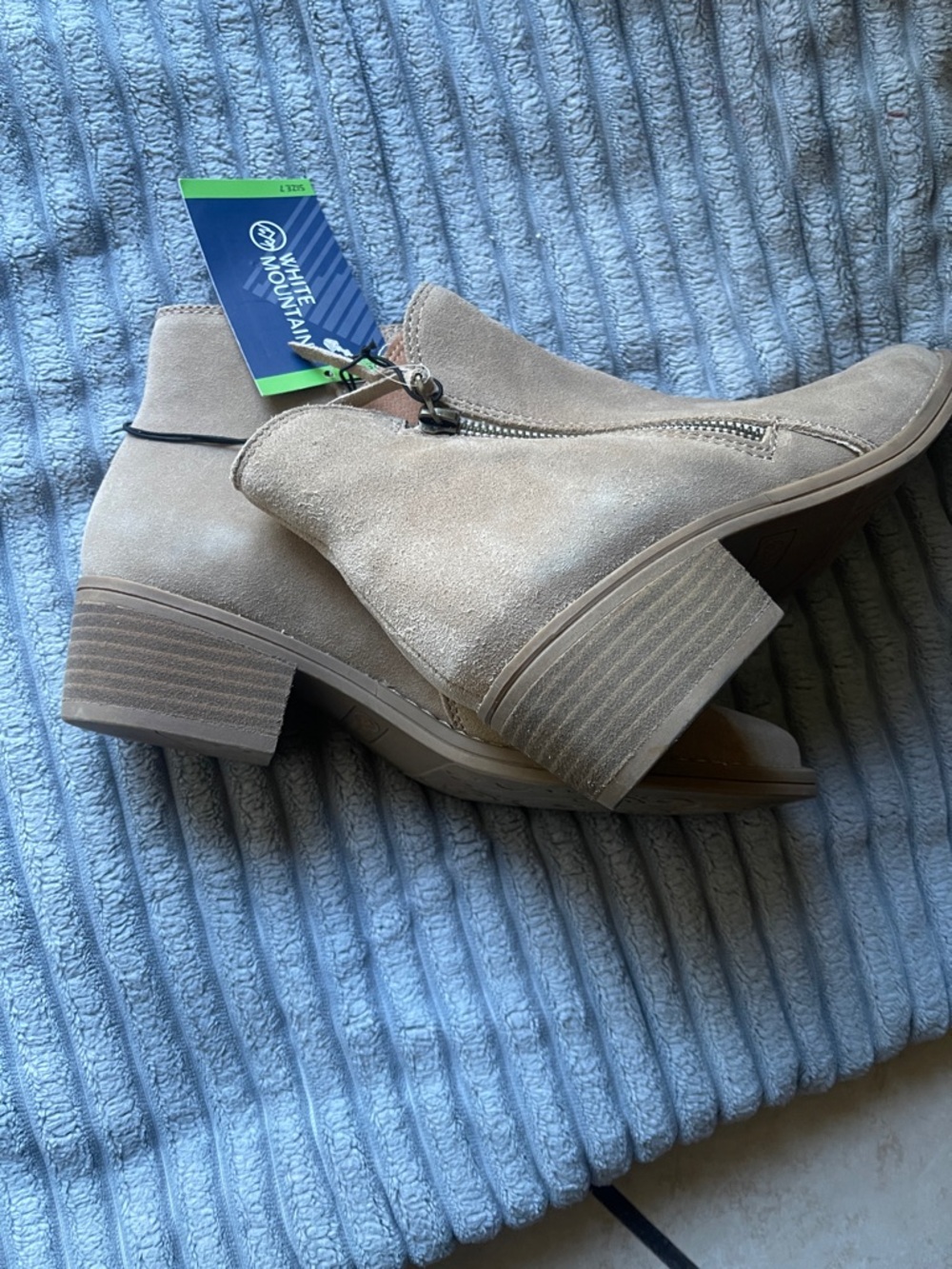 White Mountain Taupe Suede Side-Zip Ankle Booties - Picture 3 of 6